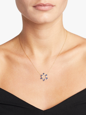 Rashmika Diamond & Blue Sapphire Circle Pendant Necklace