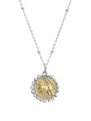 Leo Zodiac Pendant With Diamonds