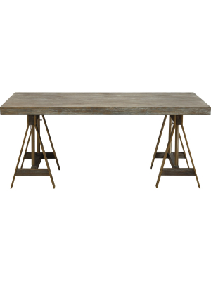 Biscayne Modern Adjustable Dining Table/desk Weathered Gray - Treasure Trove