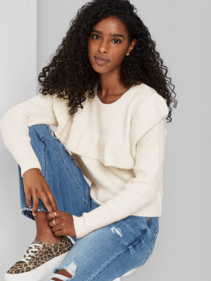 Women's Crewneck Ruffle Pullover Sweater - Wild Fable™