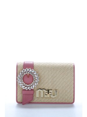 Miu Miu Woven Embellished Shoulder Bag