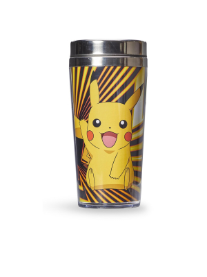 Just Funky Pokemon Pikachu Travel Mug - 16oz Bpa-free Car Tumbler With Spill-proof Lid