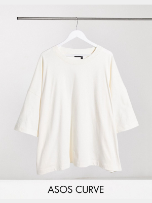 Asos Design Curve Super Oversized T-shirt In Bone