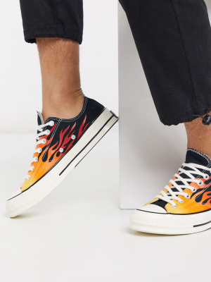 Converse Archive Flame Print Chuck 70 Ox Sneakers In Black