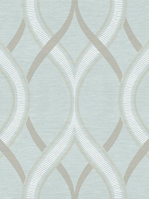 Frequency Turquoise Ogee Wallpaper From The Symetrie Collection By Brewster Home Fashions