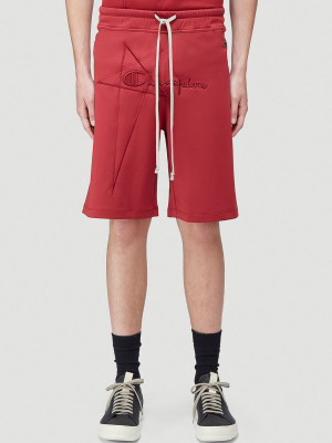 Rick Owens X Champion Logo Embroidered Drawstring Shorts