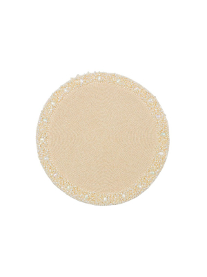 Nomi K Ivory And Pearl Round Beaded Placemat