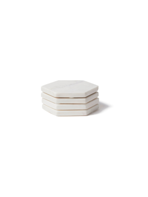 Set Of 4 Marble Hex Coasters