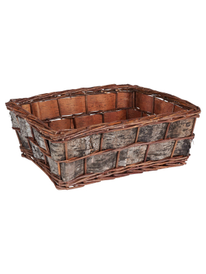 Household Essentials Birch Bark Decorative Wicker Basket Brown