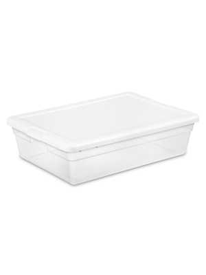 Sterilite 28qt Clear Plastic Under Bed Storage Bin With Lid White