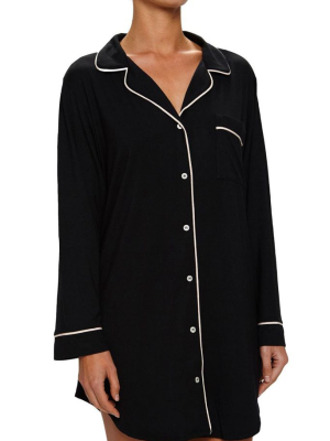 Eberjey Gisele Sleep Shirt- Black/sorbet Pink