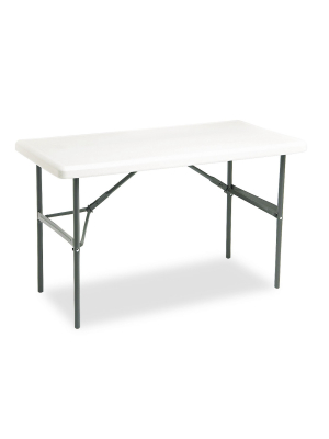 Iceberg Indestructables Too 1200 Series Resin Folding Table 48w X 24d X 29h Platinum 65203