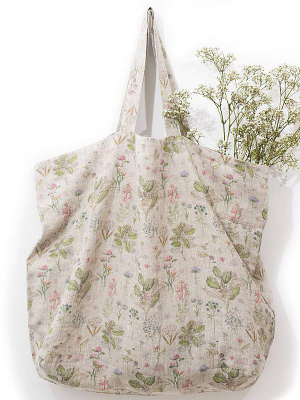 Linen Bag With Print - Botany