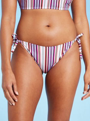 Women's Side-tie Hipster Bikini Bottom - Shade & Shore™ Pink & Purple Stripe