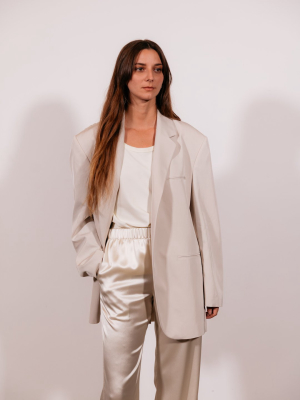 Shiny Ivory Triacetate Savannah Pant