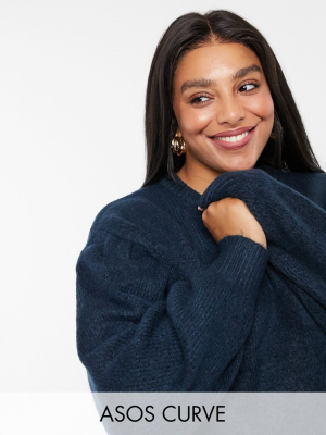 Asos Design Curve Crew Neck Fluffy Oversized Sweater