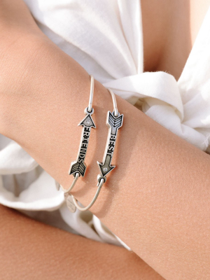 Best Friends Arrow Charm Bangles, Set Of 2