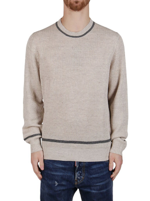 Brunello Cucinelli Stripe Detail Ribbed Sweater