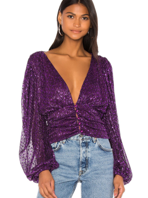 For Love And Lemons La Villette Cropped Blouse Top