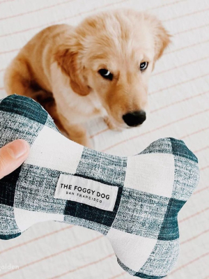 Navy Blue Gingham Dog Squeaky Toy