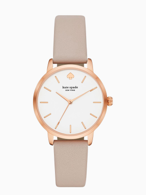 Metro Watch In Rose Grey Leather