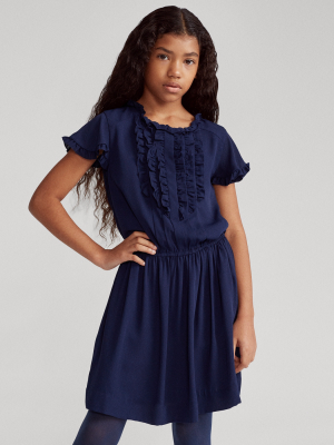 Ruffled Crepe Dress