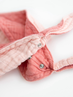 Cotton Muslin Reversible Bandana Bib - Rose Petal