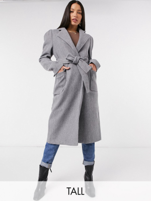 Fashion Union Tall Wrap Coat With Belt