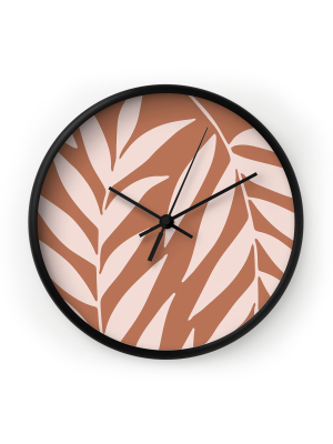 Emanuela Carratoni Pink Palms On Baked Earth Wall Clock - Deny Designs