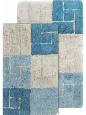 2pc Berkeley Geometric Bath Rug Set - Chesapeake