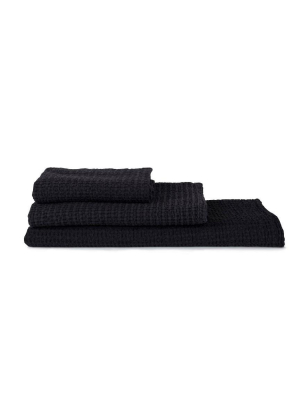 Simple Waffle Towels - Black