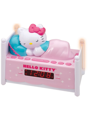 Hello Kitty Sleeping Kitty Dual Alarm Clock Radio With Night Light - Pink (kt2052p)