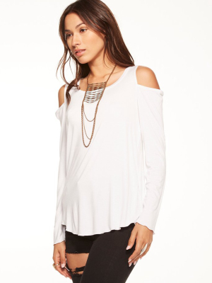 Cool Jersey Long Sleeve Shirttail Cold Shoulder T