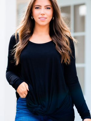 Living For The Moment Black Knotted Top