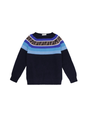 Fendi Kids Striped Rib Knit Jumper