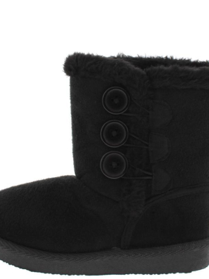 Bbq03ks Black Button Faux Fur Infant Boot