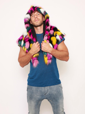 Rainbow Butterfly Hooded Faux Fur Shawl | Men's