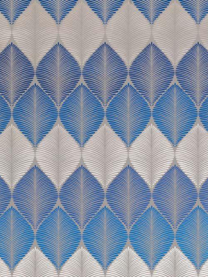 Leaf Fall Wallpaper In Gray And Blue Color By Osborne & Little