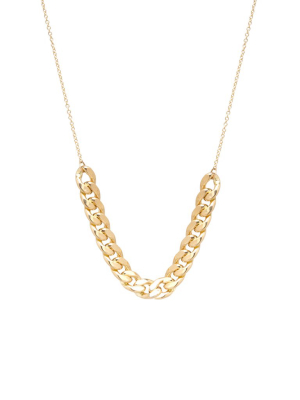 14k Gold Large Curb Chain Station Necklace