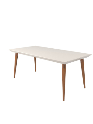 70.86" Utopia Modern Beveled Rectangular Dining Table With Glass Top Maple Cream/off-white - Manhattan Comfort