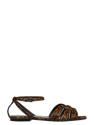 Saint Laurent Tribute Leopard Print Flat Sandals