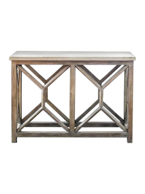 Catali Ivory Stone Console Table