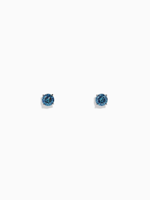 Effy Bella Bleu 14k White Gold Blue Diamond Stud Earrings, 0.49 Tcw