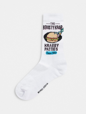 Asos Design Sport Socks With Krusty Crab Logo Design