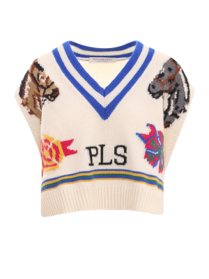 Philosophy Di Lorenzo Serafini Motif Intarsia Knitted Vest