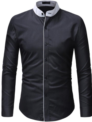 Pologize™ Mandarin Collar Long Sleeve Shirt