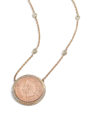 Pavé & Copper Antique-coin Necklace