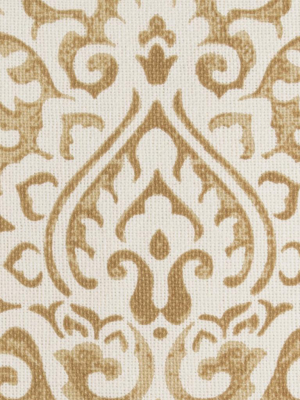 Damask Gold & Natural Throw Pillow