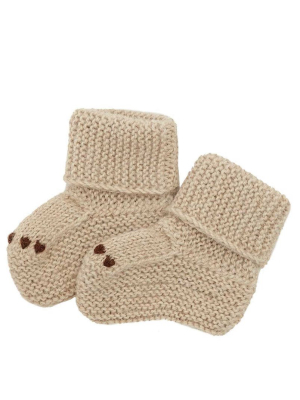 Little Bear Baby Booties - Tan