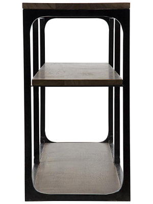 Noir Large Novie Walnut Console With Black Metal